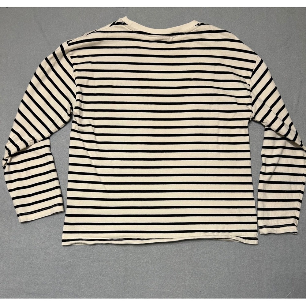 Mango MNG Womens Striped Long Sleeve Crew Neck T-Shirt Off White Black Size M - Picture 5 of 6